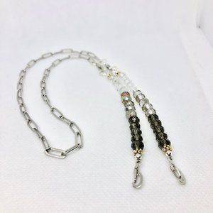Jeweled bulk/grey/crystal mask holder/ mask neckla